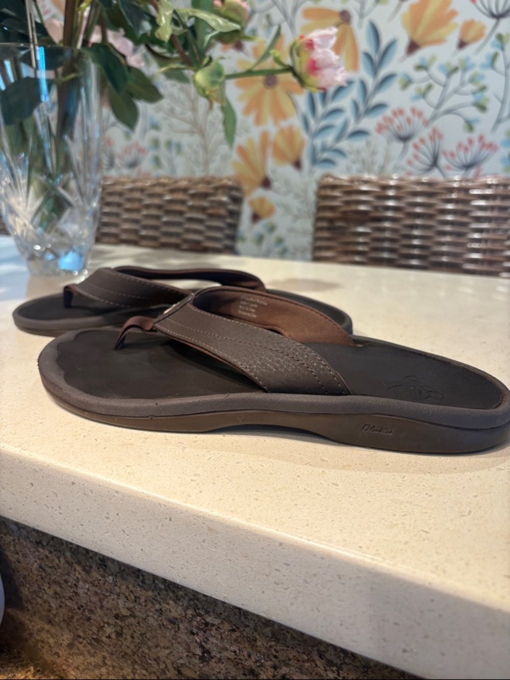 Women’s OluKai “ ‘Ohana” Dark Java Water Friendly Flip Flops - Size 7